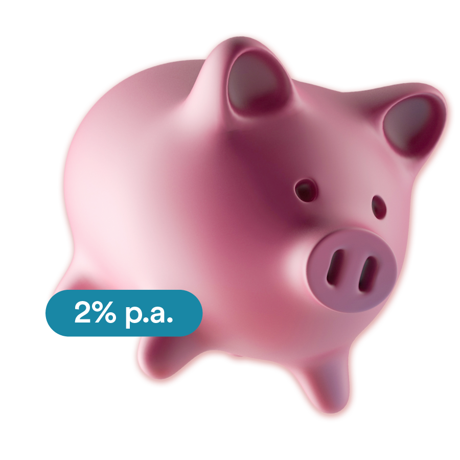 rosanes Schwein mit Störer 2% p.a.