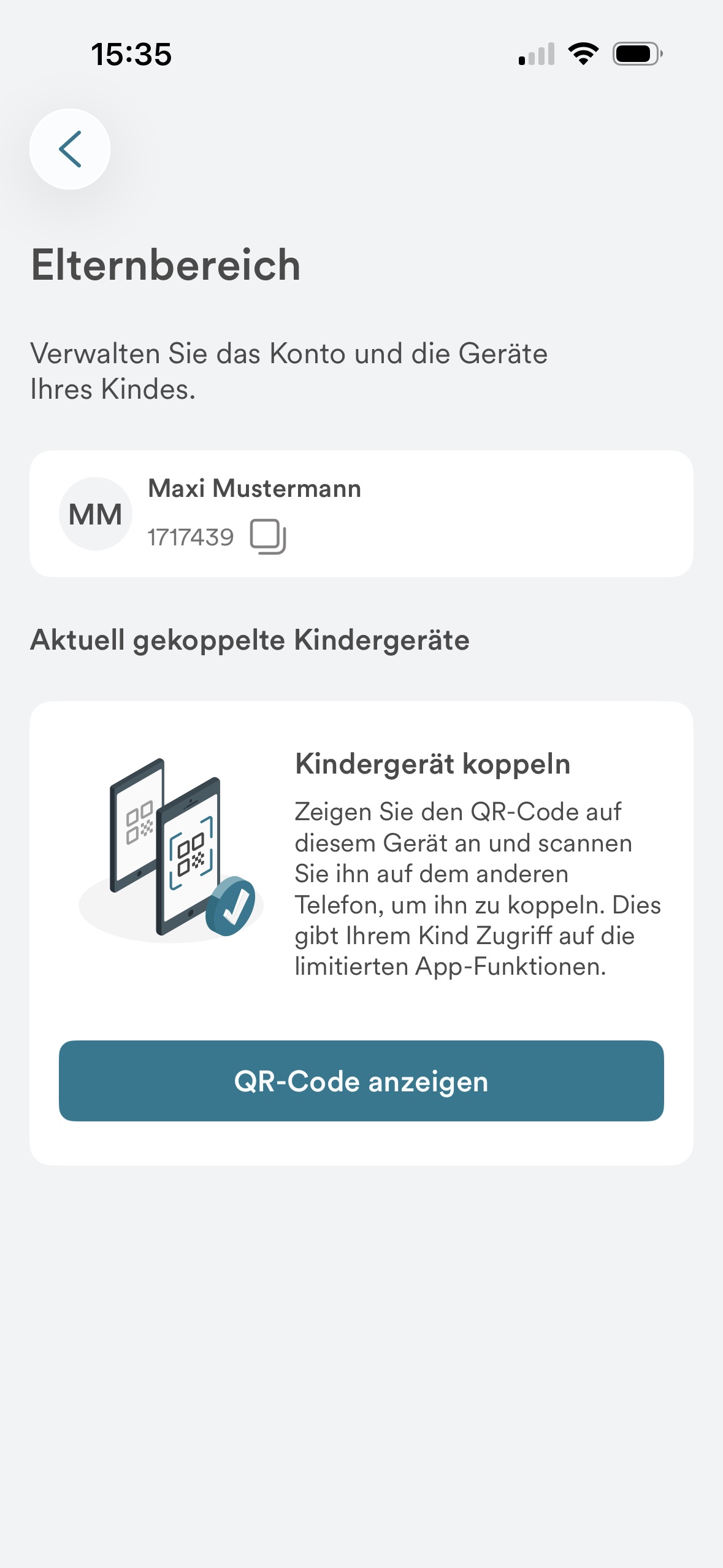 Elternbereich in der easybank App